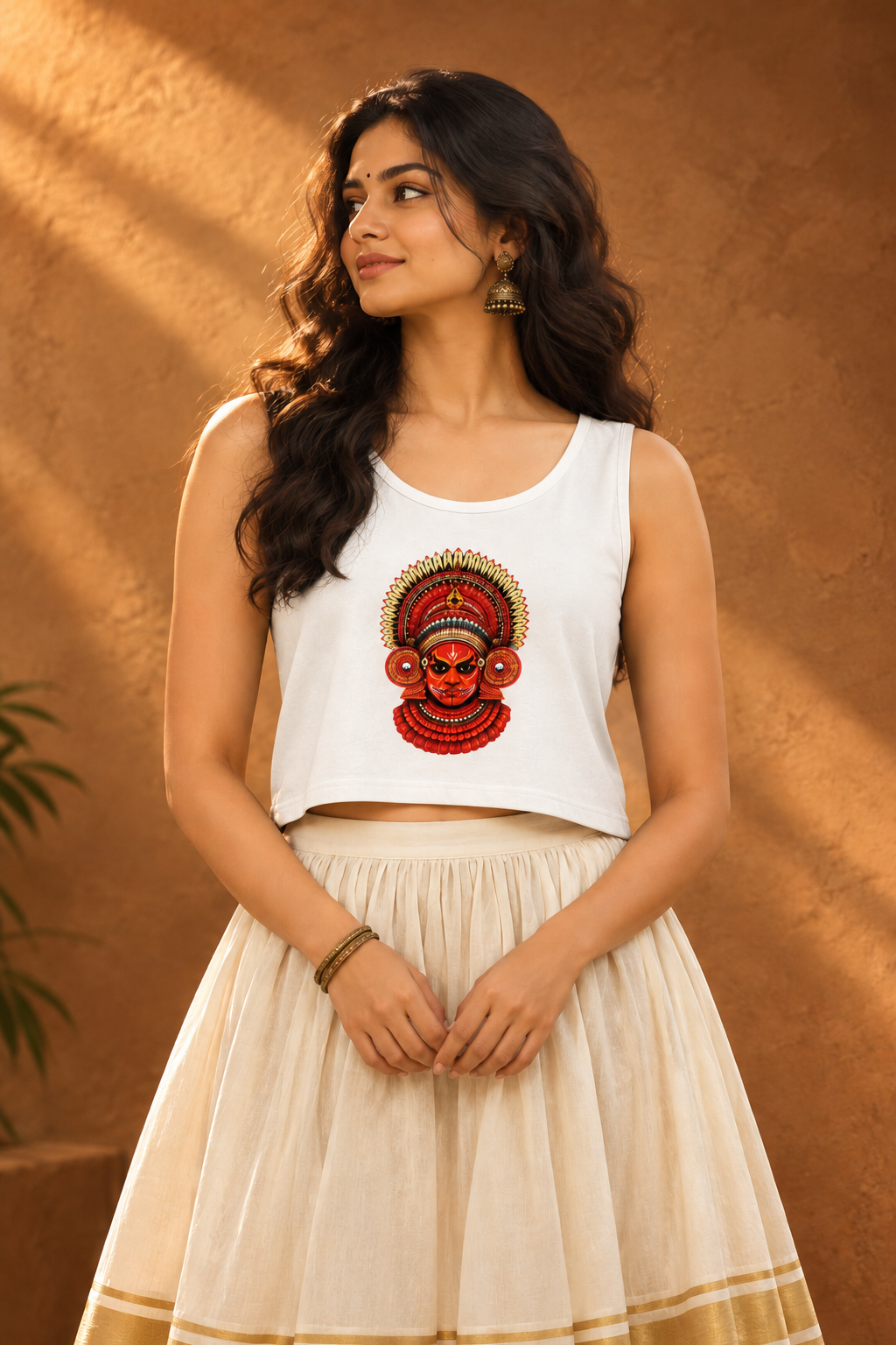 Theyyam white crop top
